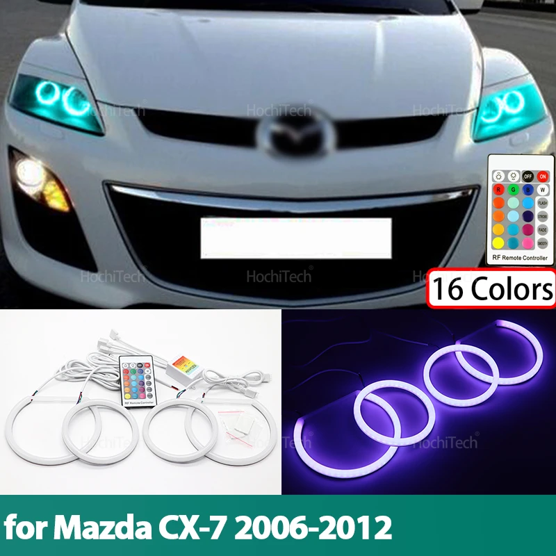 Headlight Cotton Multi-color RGB LED Angel Eyes Rings for Mazda CX-7 2006 2007 2008 2009 2010 2011 2012 Accessories