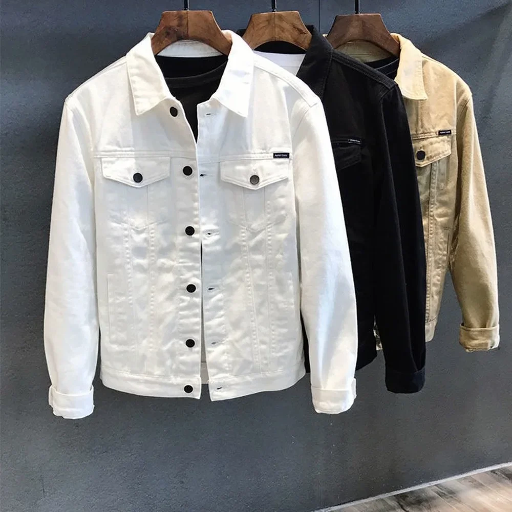 Men's Top Casual Slim White Jacket Casual Workwear Denim Jacket