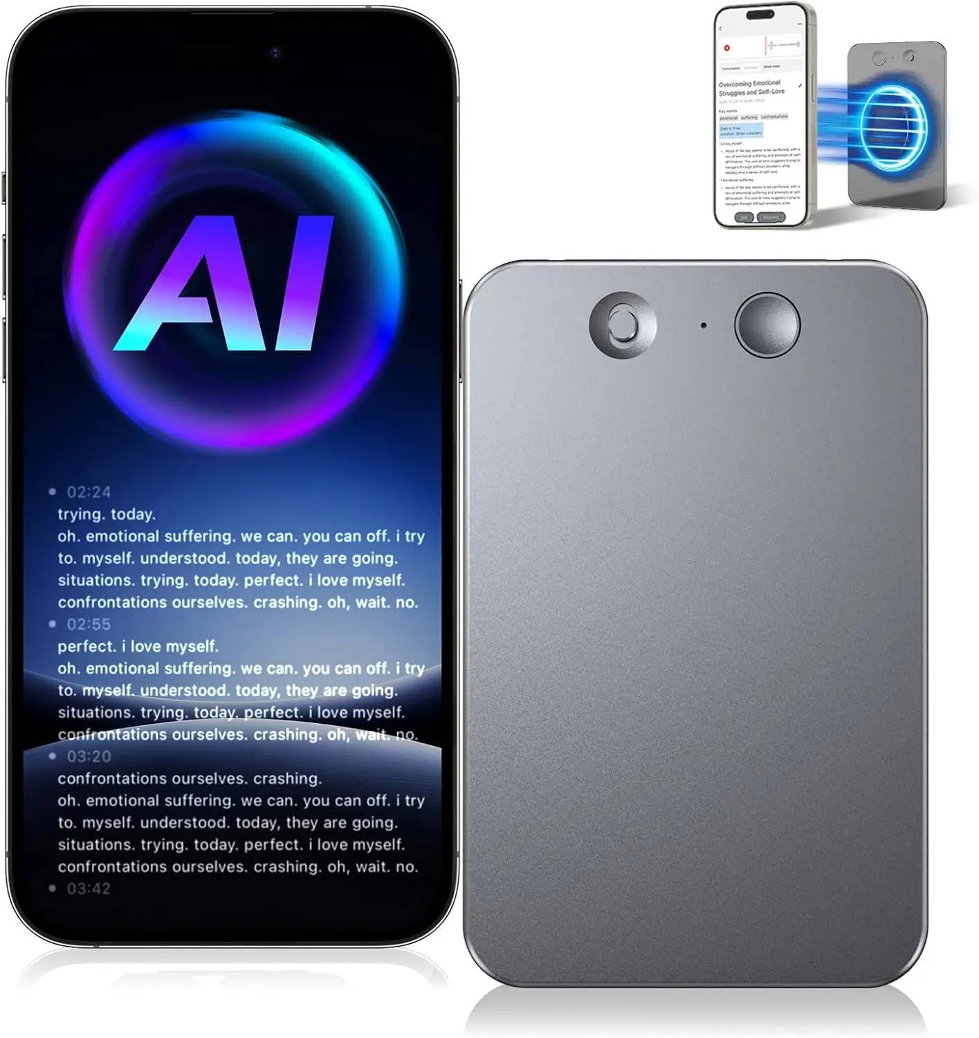 

AI Voice Recorder with Transcription, Mind Mapping & Summary, 118+ Languages, App Control, 64GB for Lectures & Meetings