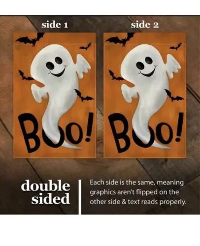 12x18 Inch Ghost Halloween Garden Flag, Double Sided,  Boo Outdoor Yard Flag