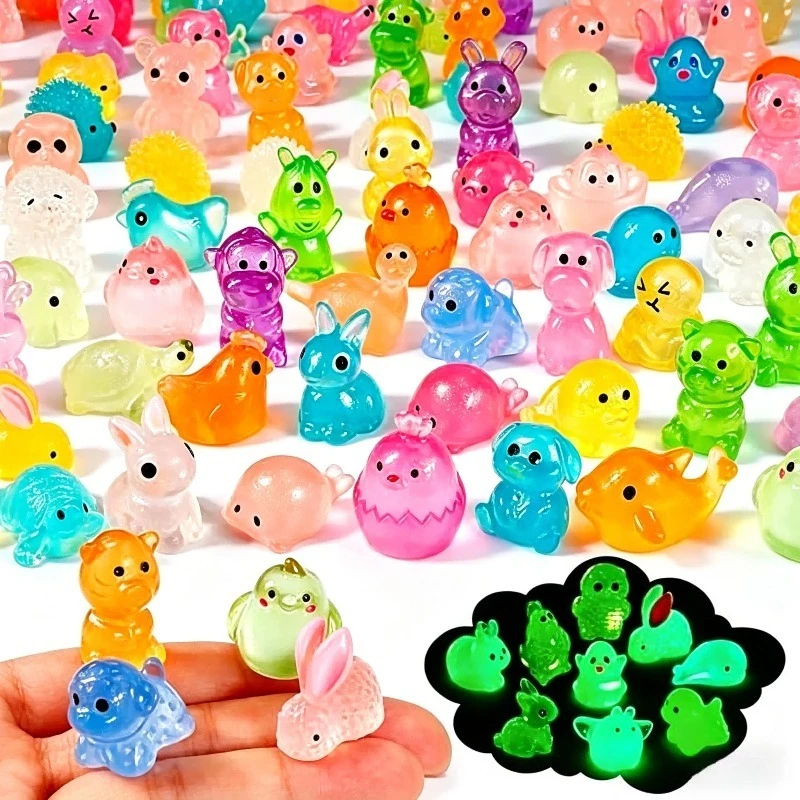 

Mixed Color Glow In The Dark Mini Animal Blind Bag, Kawaii Luminous Resin Figures, Mystery Bag Toys for Micro Landscape Decor