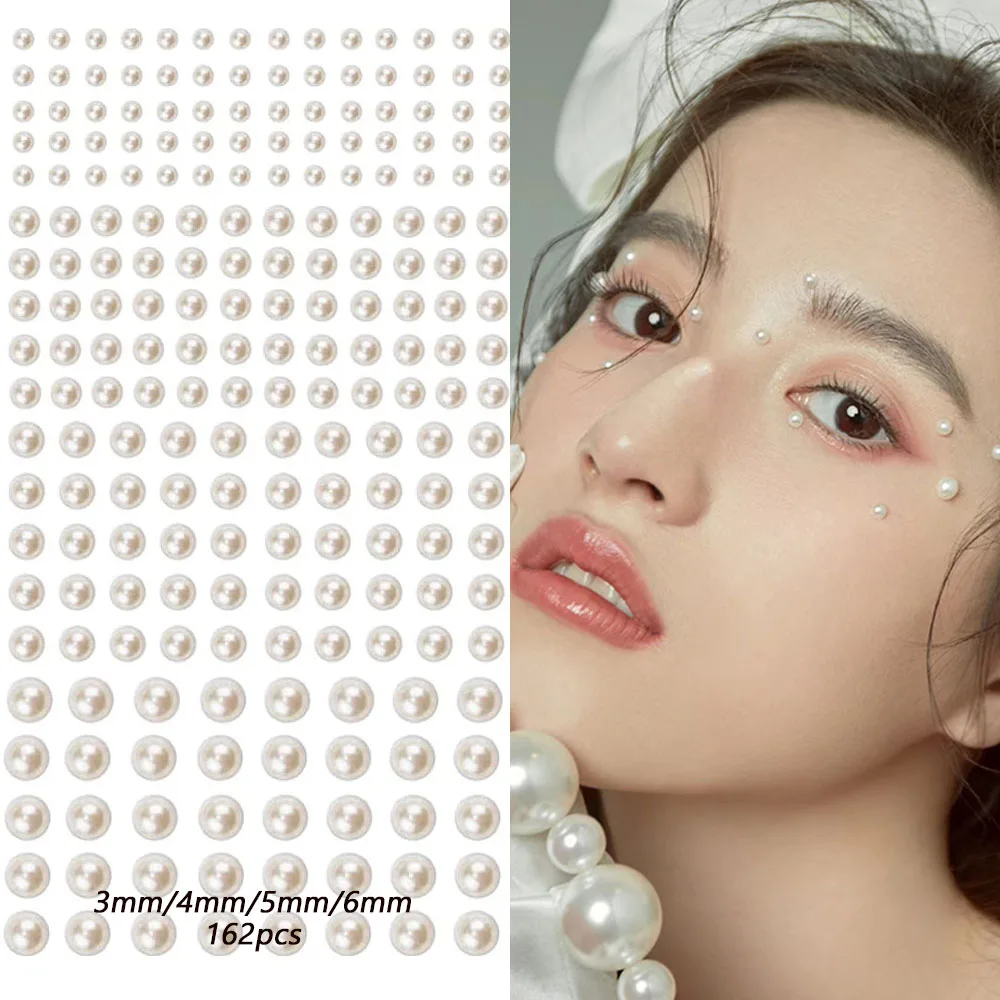 

3D Rhinestones Pearl Tattoo Stickers for Hair Face Craft Self Adhesive Face Sticker Gems Eye Brow Diamond Jewels Face Sticker