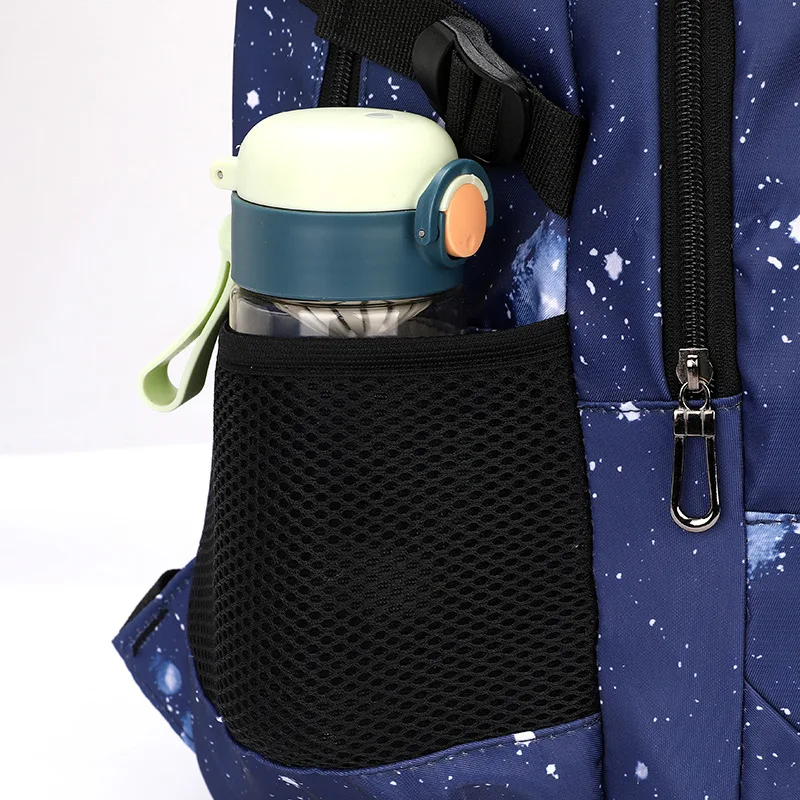 Conjunto de mochilas escolares para niños, mochilas escolares impermeables para adolescentes, niños, cielo estrellado, mochila para estudiantes, fiambrera con estuche para lápices