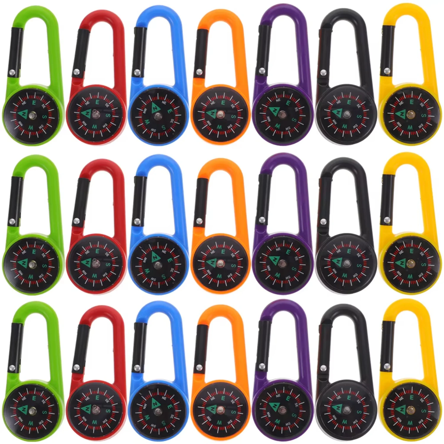 

21 Pcs Compass Buckle Hiking Accessories Key Chain Carabiner Survival Climb Mini Plastic Travel