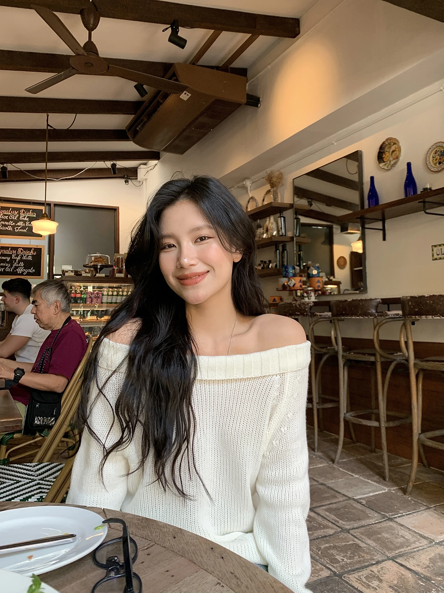 

DaqianwithU Simple One-oulder Loose Commuter Sle Women's Sweater Autumn Korean Faion Basic High-End Knitwear