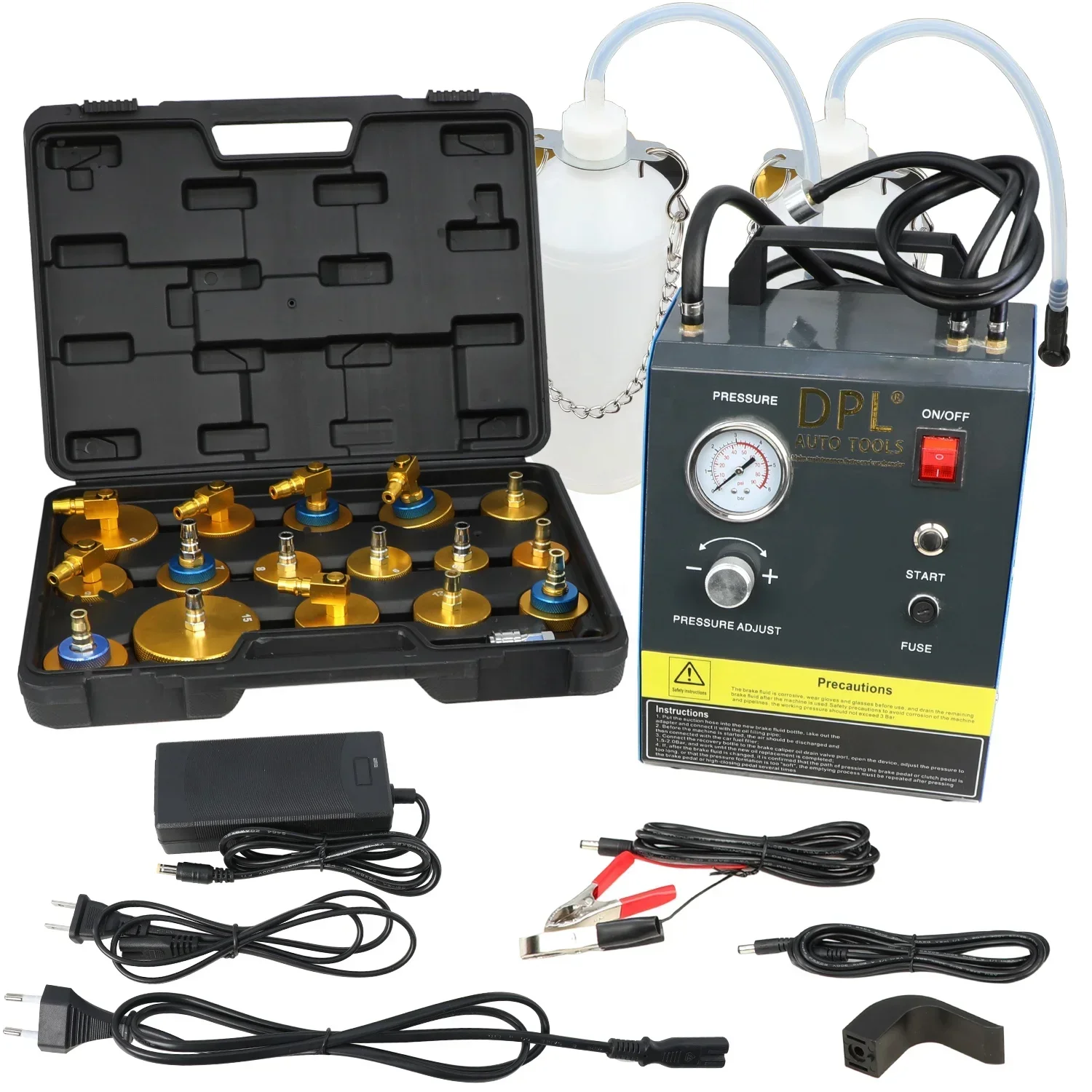 Automatic Car Brake System Fluid Bleeder Kit 12-24V AC Electrical  Changer  Exchanger with Adapter