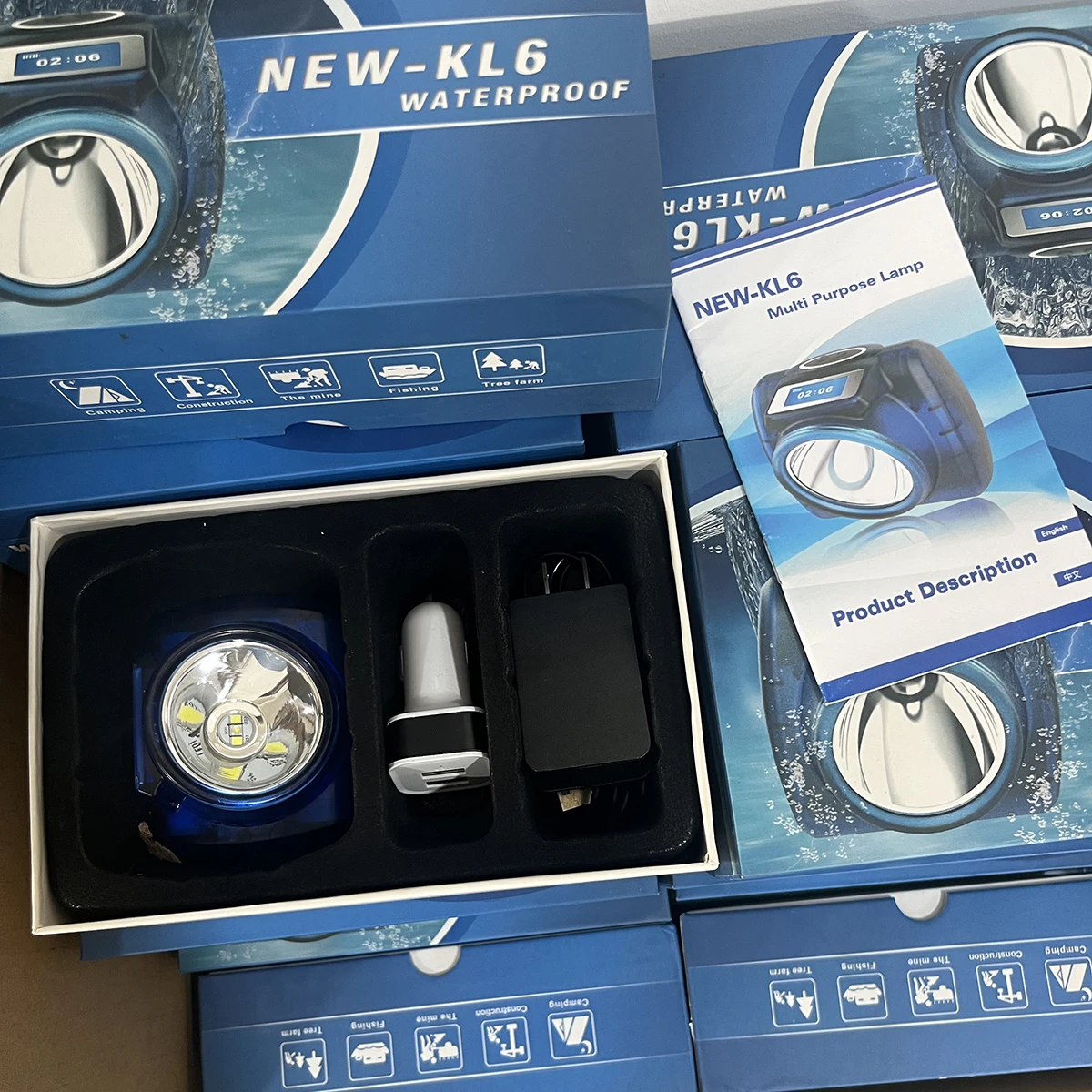 3W 7000lux 6000mAh 750mA Headlamp With LED Sign Screen Waterproof Miners Underground Mine New KL6 Mining Lamp