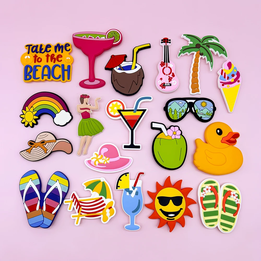 1pcs Tote Bag Charms for Women Girls Holiday Trend Bag Accessories Hats Sunglasses Ice cream Coconut Bag Decoration Clog Buckles