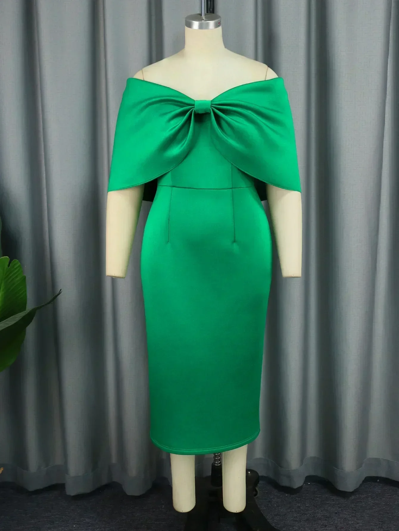 Green Off Shoulder Party Dresses Elegant Midi Sleeveless High Waist Bodycon Cocktail Birthday Evening Gowns Outfits 2024 New