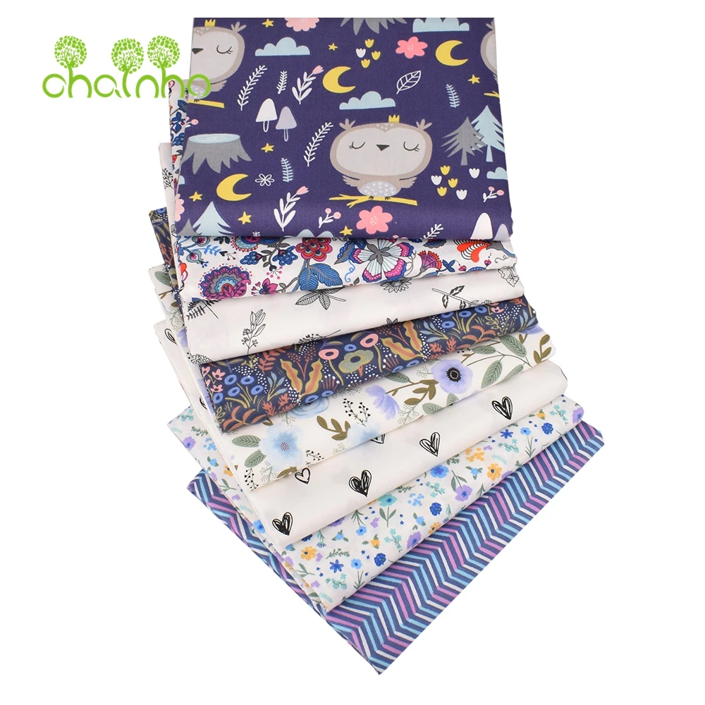 

Chainho,Printed Twill Weave Cotton Fabric,Patchwork Cloth,DIY Sewing Quilting Material,Purple Owl Series,4 Specification,CC270