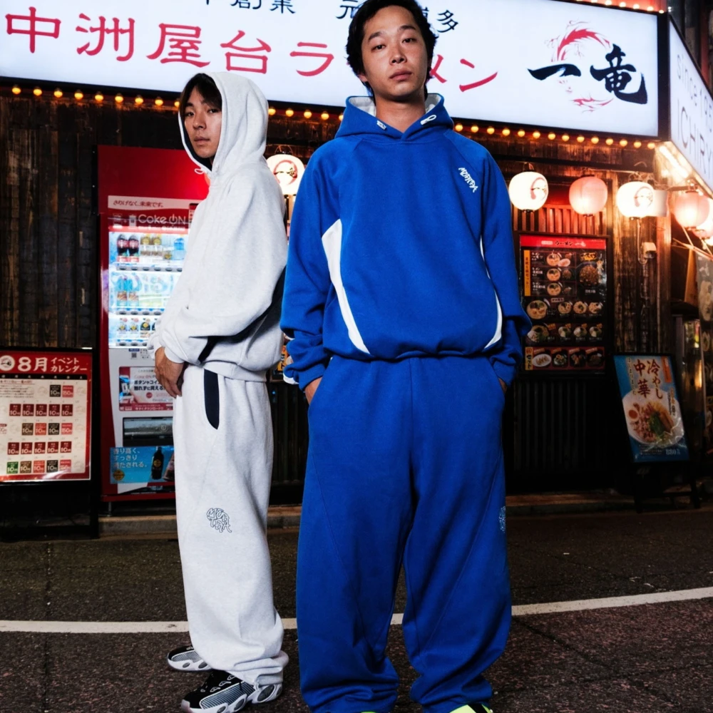 Autumn and Winter New Trendy Men's and Women's High Street Japanese Casual Sports Letter Hooded Sweatshirt and Pants Set