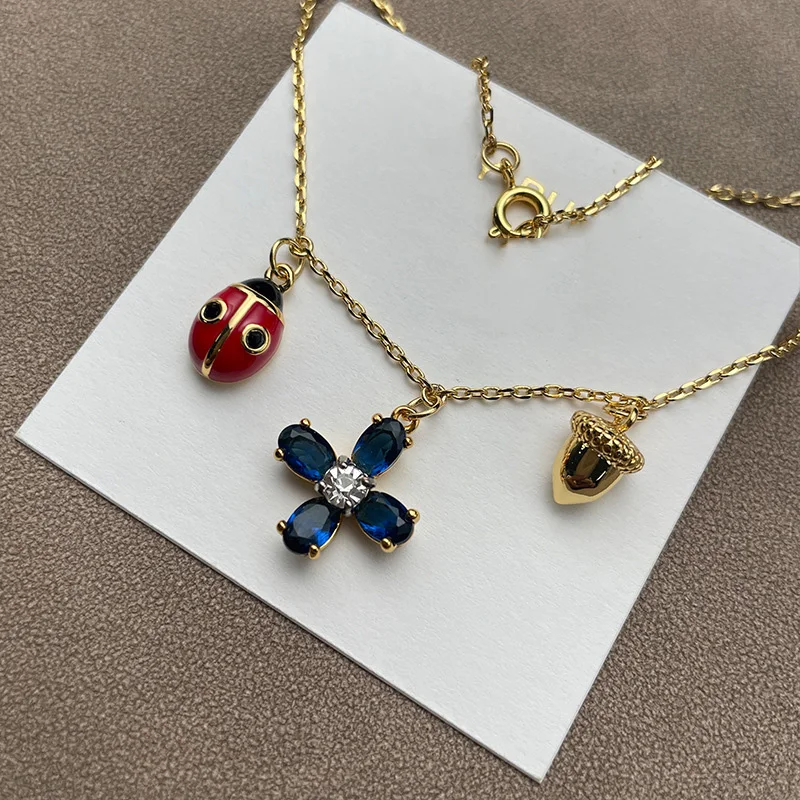 

Ladybug cross acorn charm necklaces for women luxury designer necklaces funny creative cute jewelry new in 2025