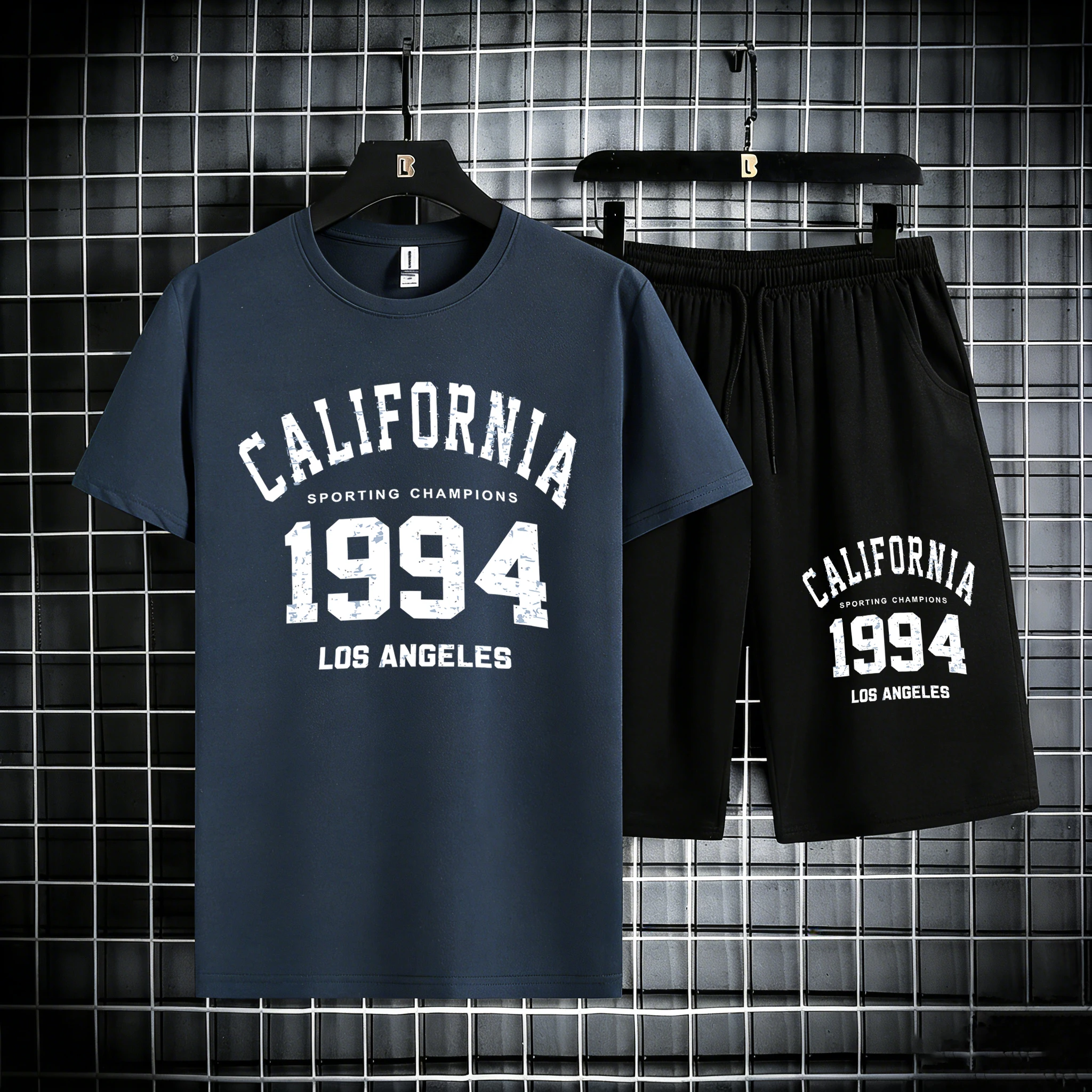 

Califirnia Letter 1994 Design Man Cotton Summer Beach Tops Sets Daily Oversized Shorts Street Gym T-Shirt Casual Sport Clothes
