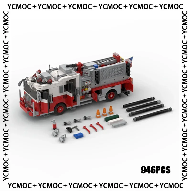 Car Series YcMoc Building Blocks New York Fire Brigade Engine 34 Model Technology Bricks Brand-name Vehicle DIY Toy For Children