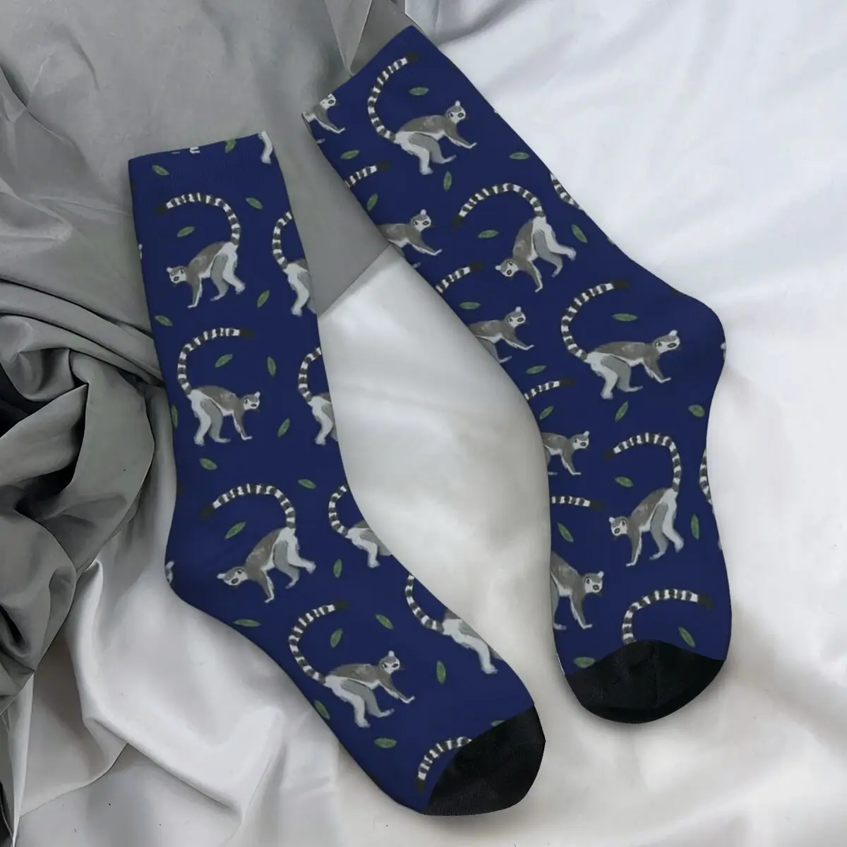 Cute Lemur Socks Kawaii Animal Fashion Stockings Unisex Men Comfortable Skateboard Socks Winter Design Non Skid Socks