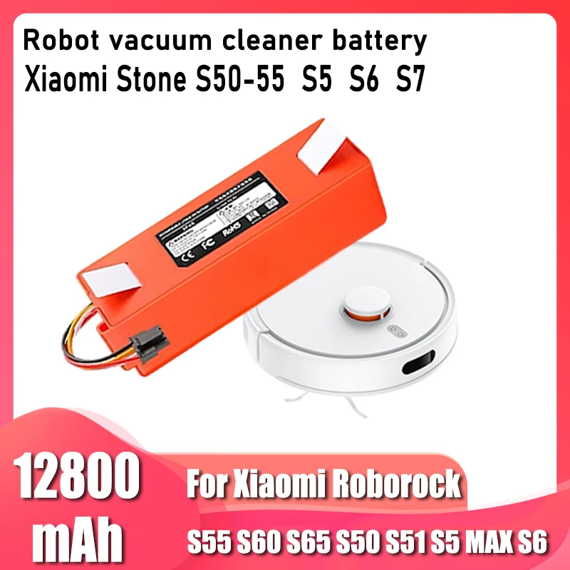 14.4V 12800mAh, for Xiaomi Roborock S55 S60 S65 S50 S51 S5 1S 1ST MAX robot vacuum cleaner battery replacement, quality battery