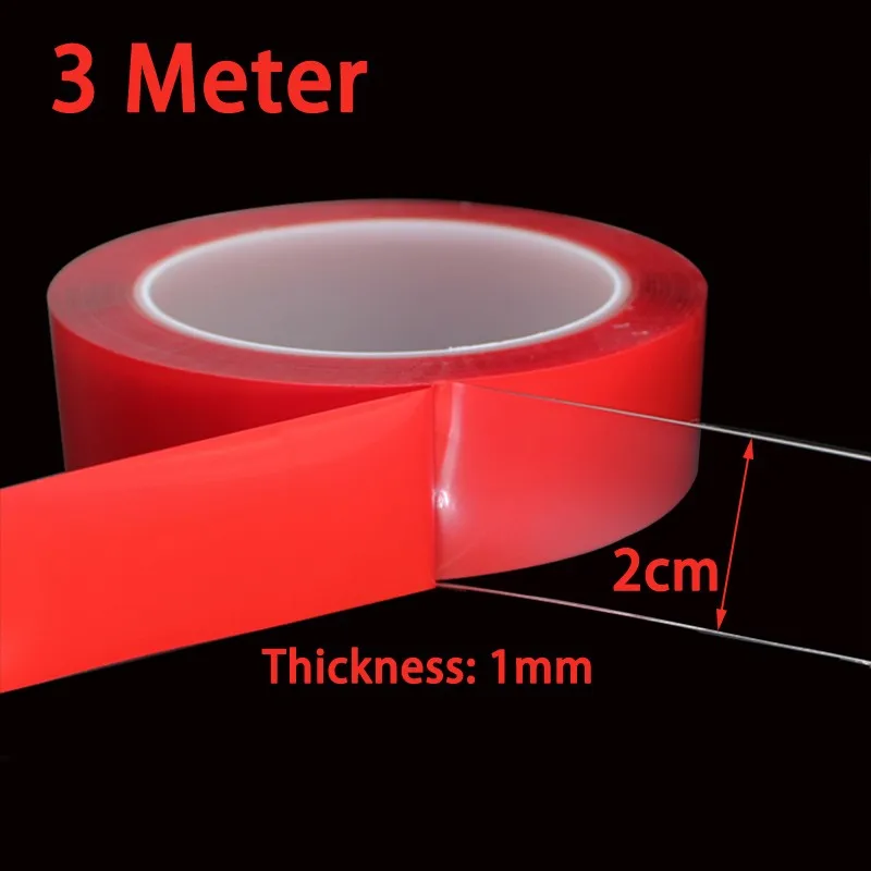 1pcs Red Film Transparent For Nano Double Sided Tape-Traceless For Washable Invisible Gel For Kitchen Bathroom 1cm 2cm 3cm