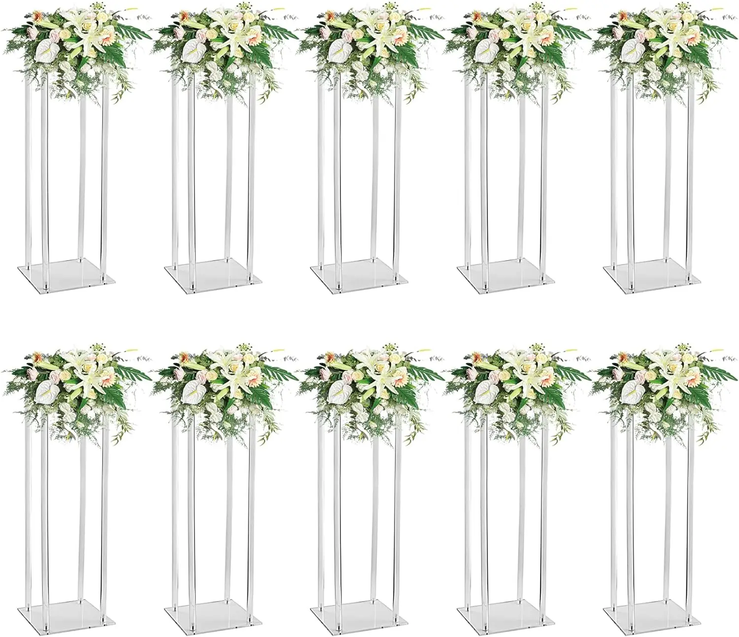 5pcs 8pcs/10pcs Acrylic Flower Vase Clear Table Centerpiece Marriage Luxury Floral Stand Columns For Wedding Decoration