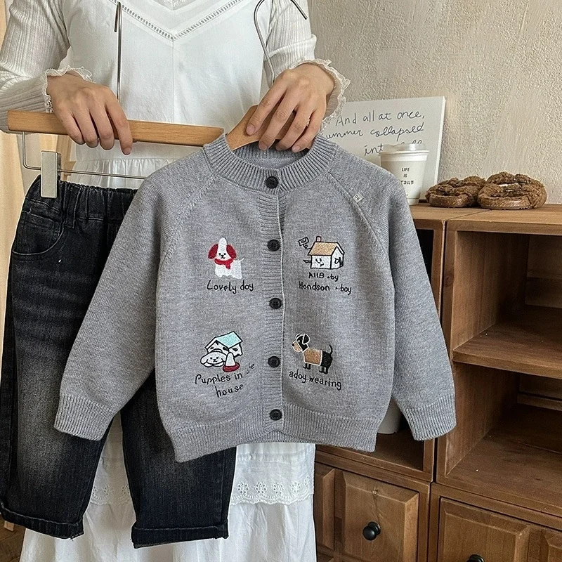Boys Woolen Sweater Jacket Cotton Windbreak 2025 Newest Plus Thicken Autumn Winter Outwear Cardigan Christmas Warm Children's Cl