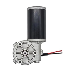 12V 30rpm Low Speed 49mm Worm Gear Forward And Reverse Left Angle Electrical Worm Gear Brushed DC Motor