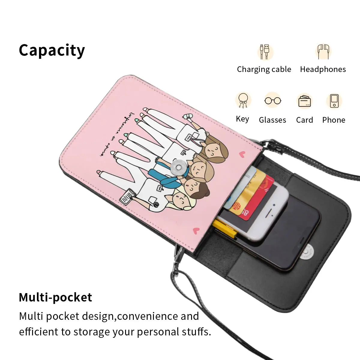 Cartoon Doctor Nurse Shoulder Bag Enfermera En Apuros Grocery Outdoor Female Mobile Phone Bag Gift Funny Leather Bags