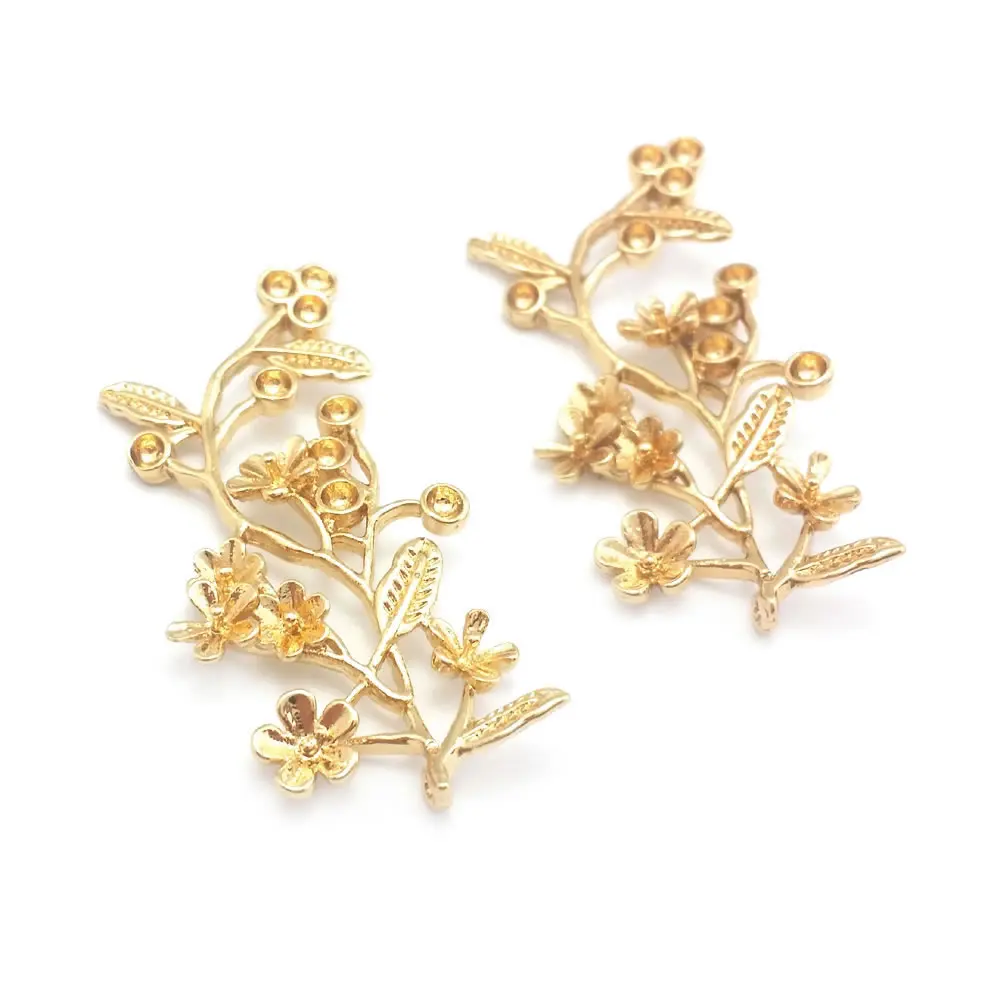 6PCS 21x41MM High Quality Champagne Gold Color Brass Tree Branches Charms Pendants Jewelry Making Diy Findings Accessories