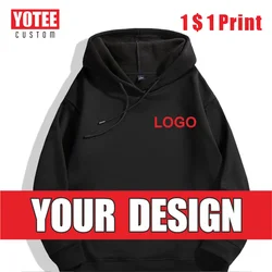 YOTEE Customized Printed Embroidered Men's and Women's Hoodies Loose Casual Long Sleeve Hoodies Personalized Street Sports