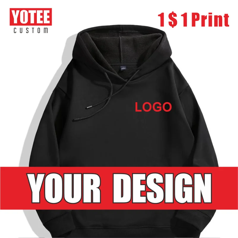 YOTEE Customized Printed Embroidered Men's and Women's Hoodies Loose Casual Long Sleeve Hoodies Personalized Street Sports