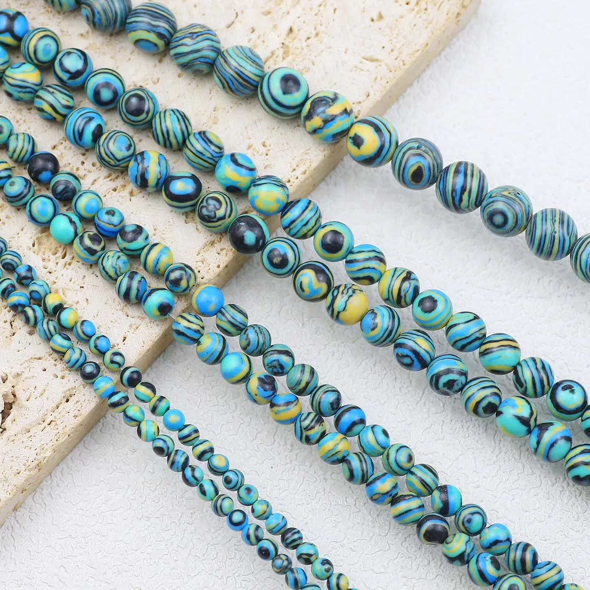 4-10mm Synthetische Blau-Grün-Schwarz Malachit Stein Runde Spacer Lose Perlen Für Schmuck Machen DIY Charms armband Zubehör
