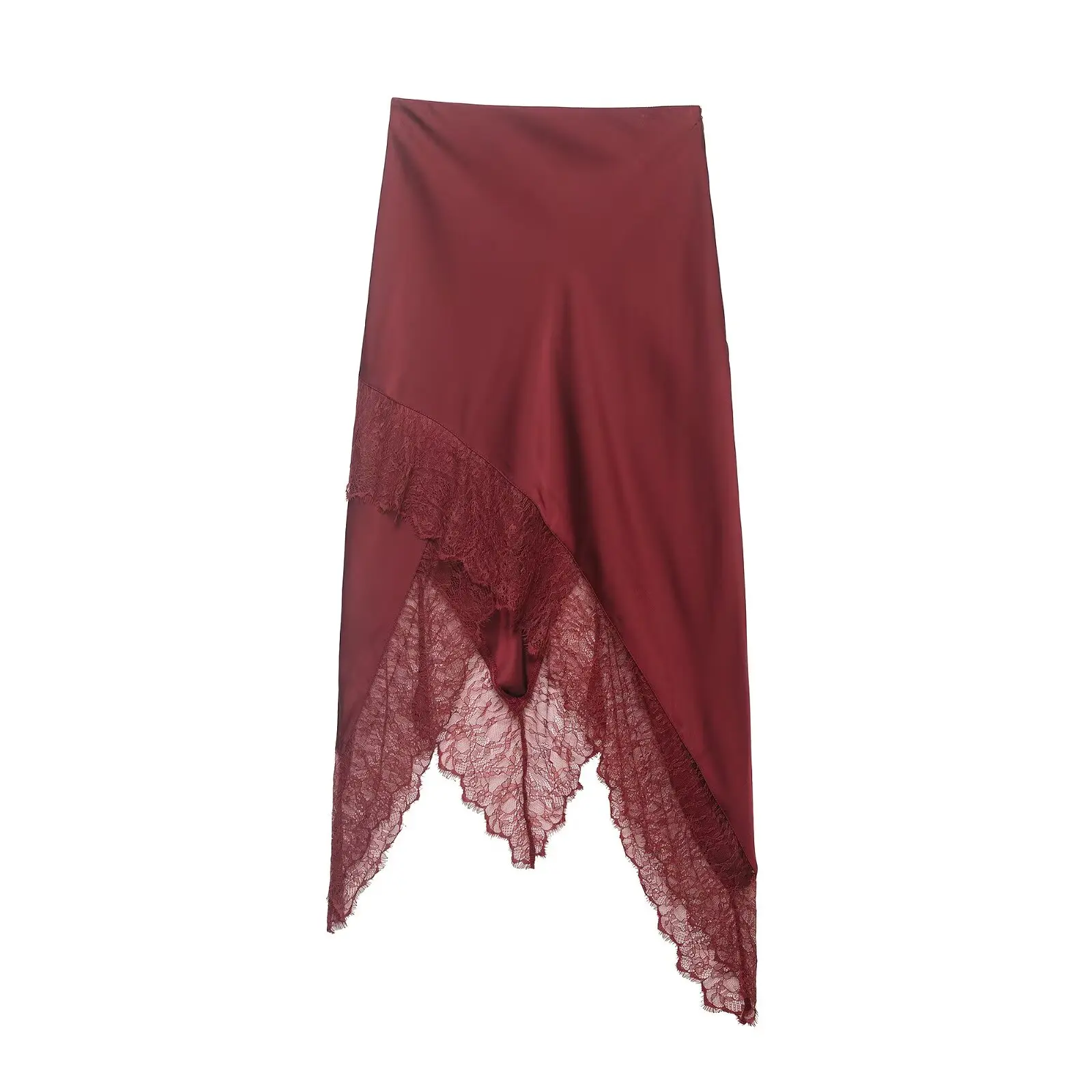 Elegant Lace Asymmetric Midi Skirt Women Summer High Street Temperament Casual Side Zipper 2026 Elegant Lace Midi Skirt Female