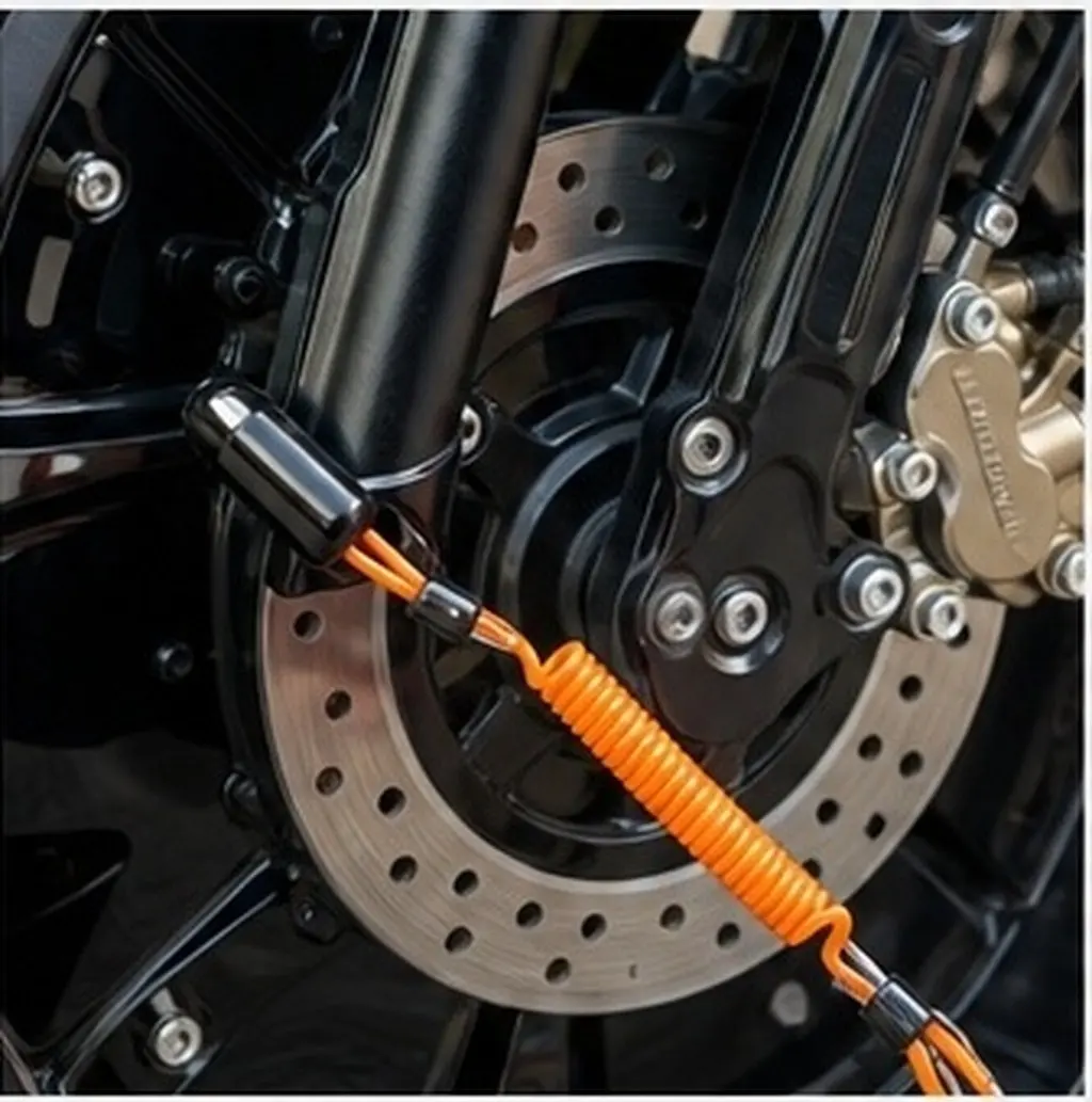 1.2m Disc Lock Cable Orange Lightweight Coiled Theft Deterrent Prevent Riding Away Damage for Motorbikes Scooters Bicycles