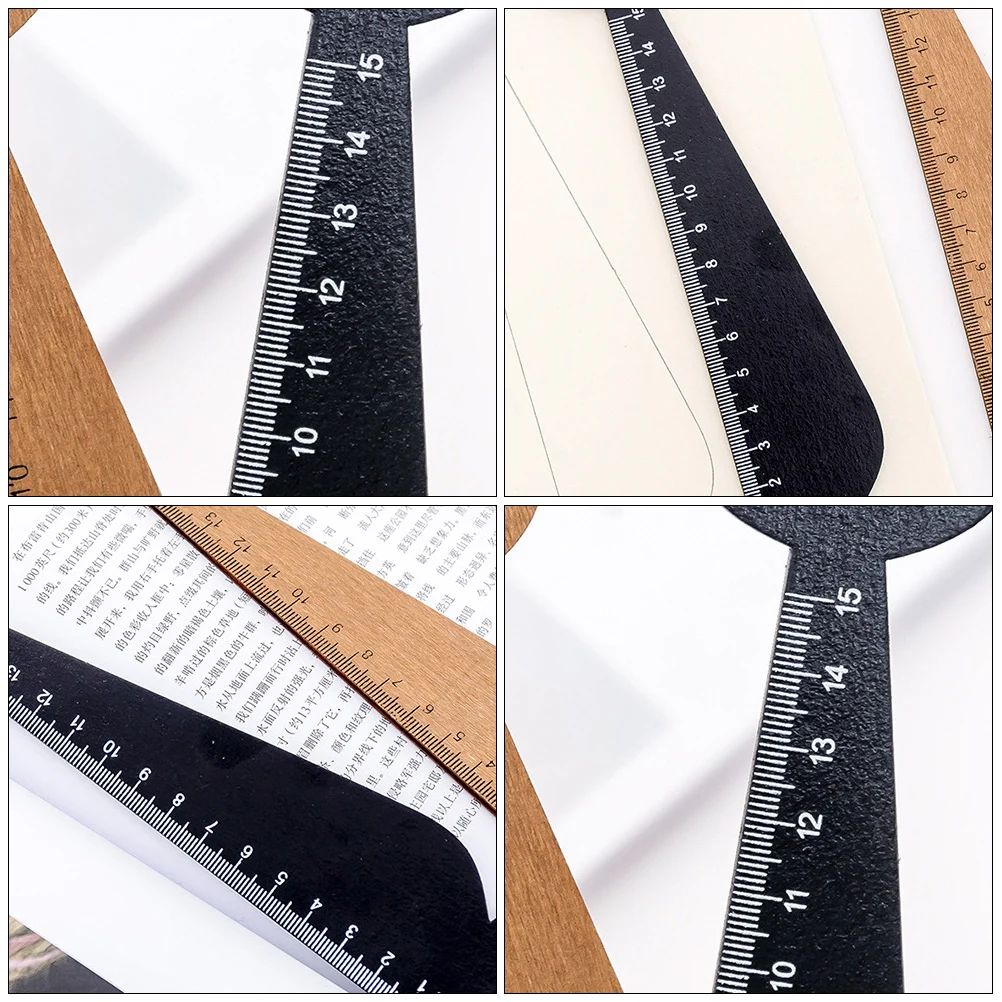 

6Pcs Cartoon Cat Shape Ruler Wooden DIY Handwriting Learning Tool Clear Scales Gift Idea Rulers for