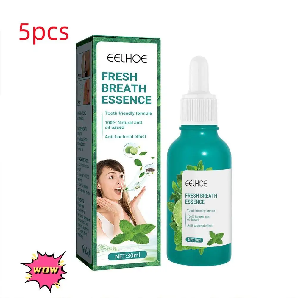 

5PCs/set X30ml Fresh Mint Pulling Oil Mouthwash Alcohol-free Teeth Whitening Fresh Oral Breath Mouth Health Care product