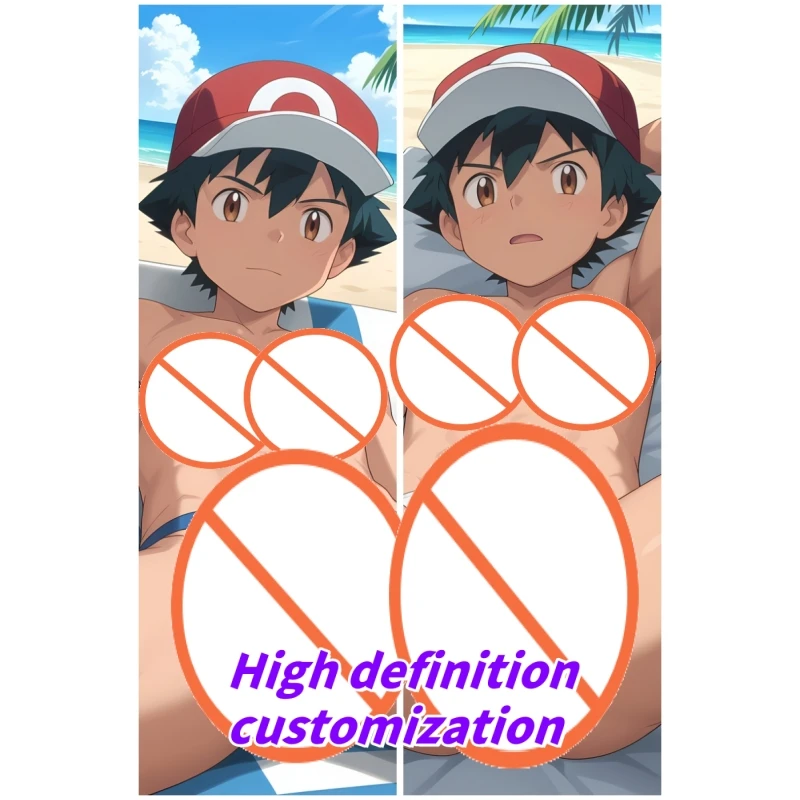 

Dakimakura Anime Ash Ketchum Double-sided Print Life-size Body Pillow Cover Bedding Gifts