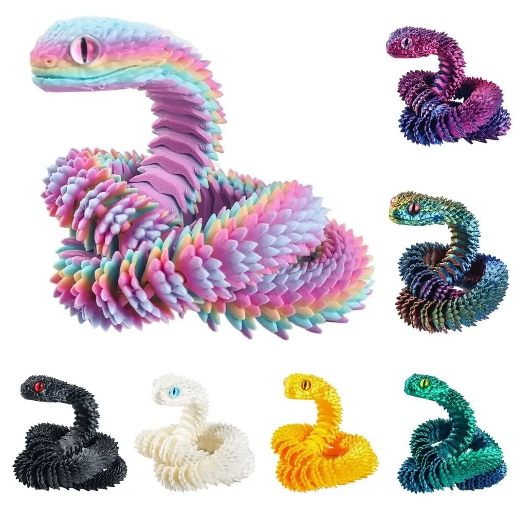 Realistic 3D Printed Snake Multicolor Rotatable Simulated Snake Ornament PLA Simulation Animal Simulation Model Car Decoration