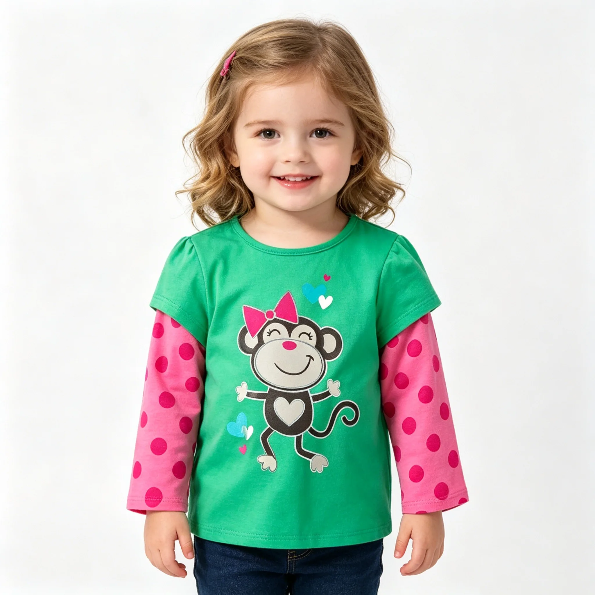 Casual Baby Girls Tee Shirts Cotton Long Blouse Girl's T-Shirt Fashion Toddler Sweatshirt Shirts 1-6Years Outfit Tops