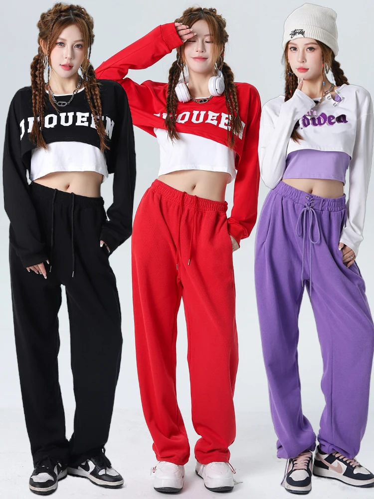 Popular Jazz Dance Outfit Women's Street Dance Set Dancing Clothes Jazz Practice Pants Dance Top Sports Wear Cotton Fabric