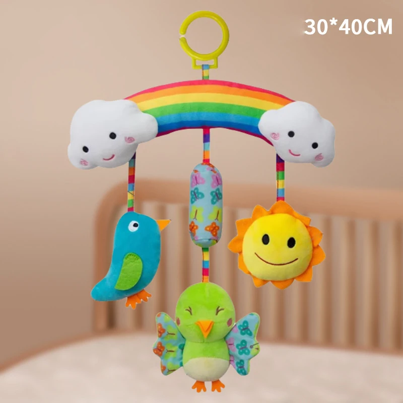 Carrinho de vento para bebês, acessório de suspensão, chocalho, brinquedo, sino de cama, assento de segurança, acessórios de suspensão para bebês de 0 a 1 ano de idade