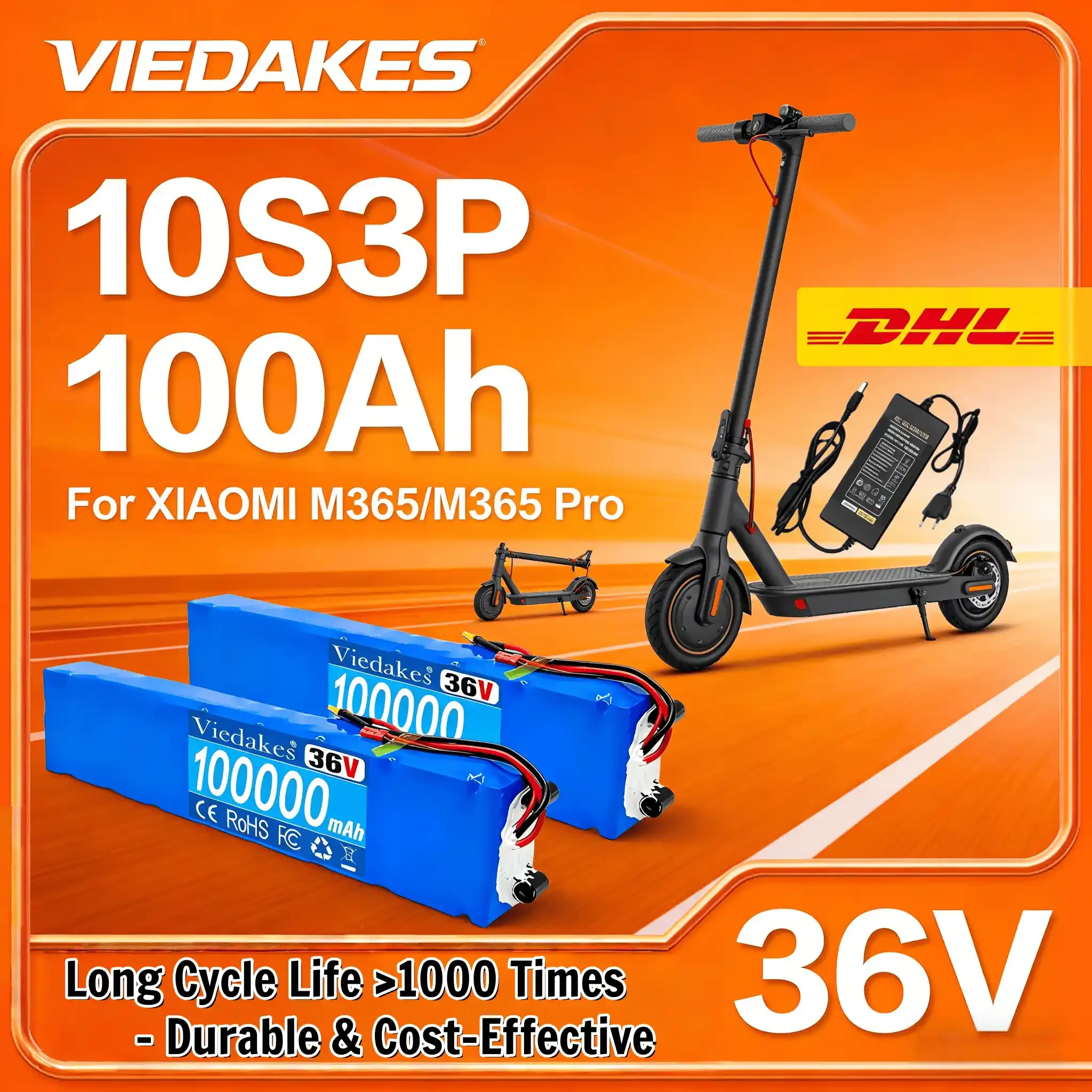 

Premium 36V 100Ah 10S3P Lithium Battery with Mounting Holes Multi-Interface for E-scooter