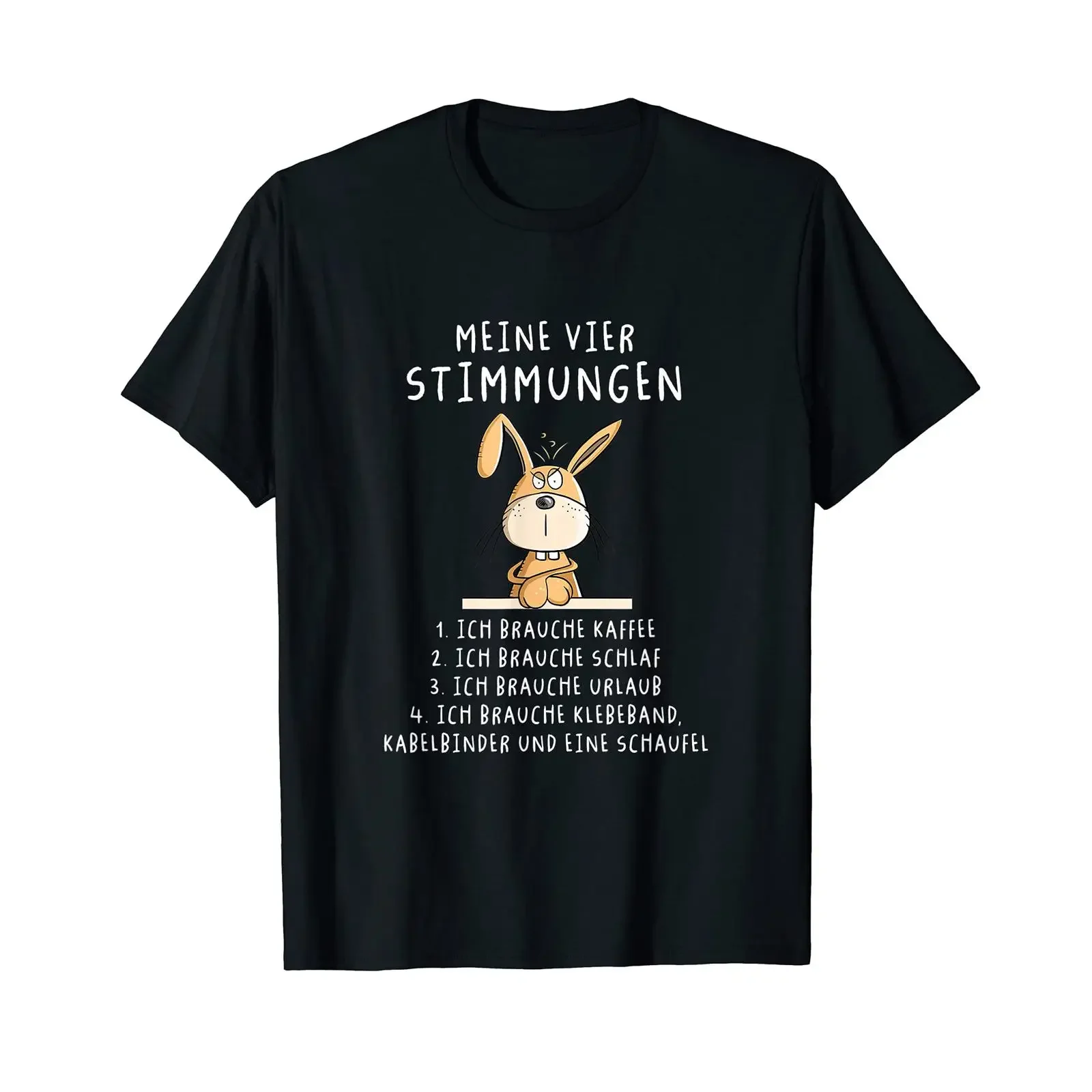 T Shirt with German Text quot My Four Moods Language black vintage Washed Unisex homme Breathable streetwear graphic Stretched