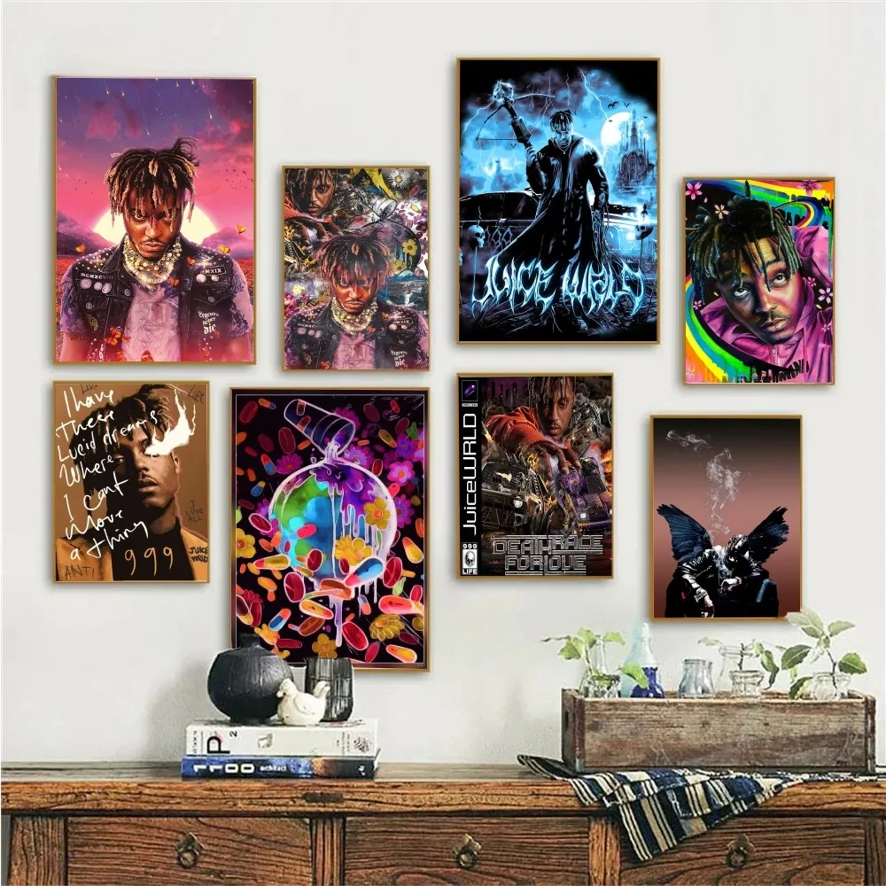 1pc Hip Hop Singer Juice Wrld Album Cover Poster Paper Print Home Bedroom Entrance Bar Cafe Art Painting Decoration