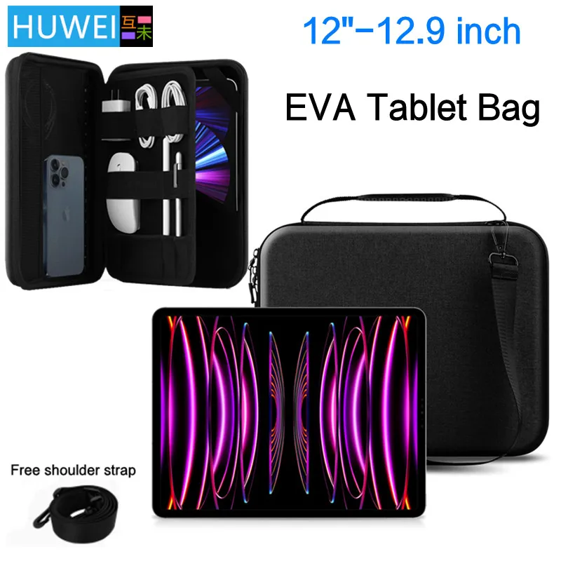 

HUWEI Laptop Shockproof Bag For iPad Pro 12.9 Samsung Tab S7 FE S8 Plus 12.4 MateBook E Surface Pro X 9 8 7 6 5 4 3 Tablet Case