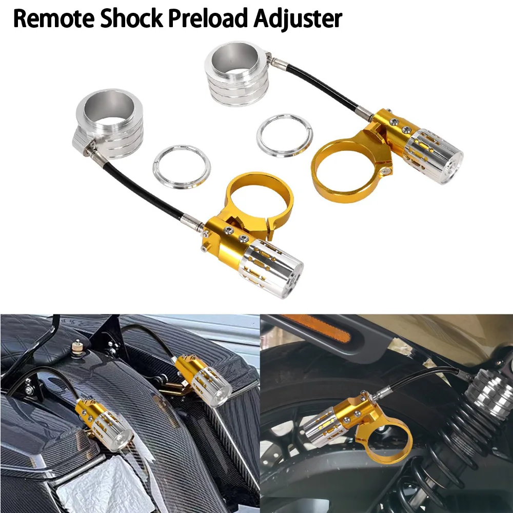 Universal CNC Aluminum Motorcycle Rear Shock Remote Preload Adjuster Modified Adjustable Preload Ring Moto Suspension Parts