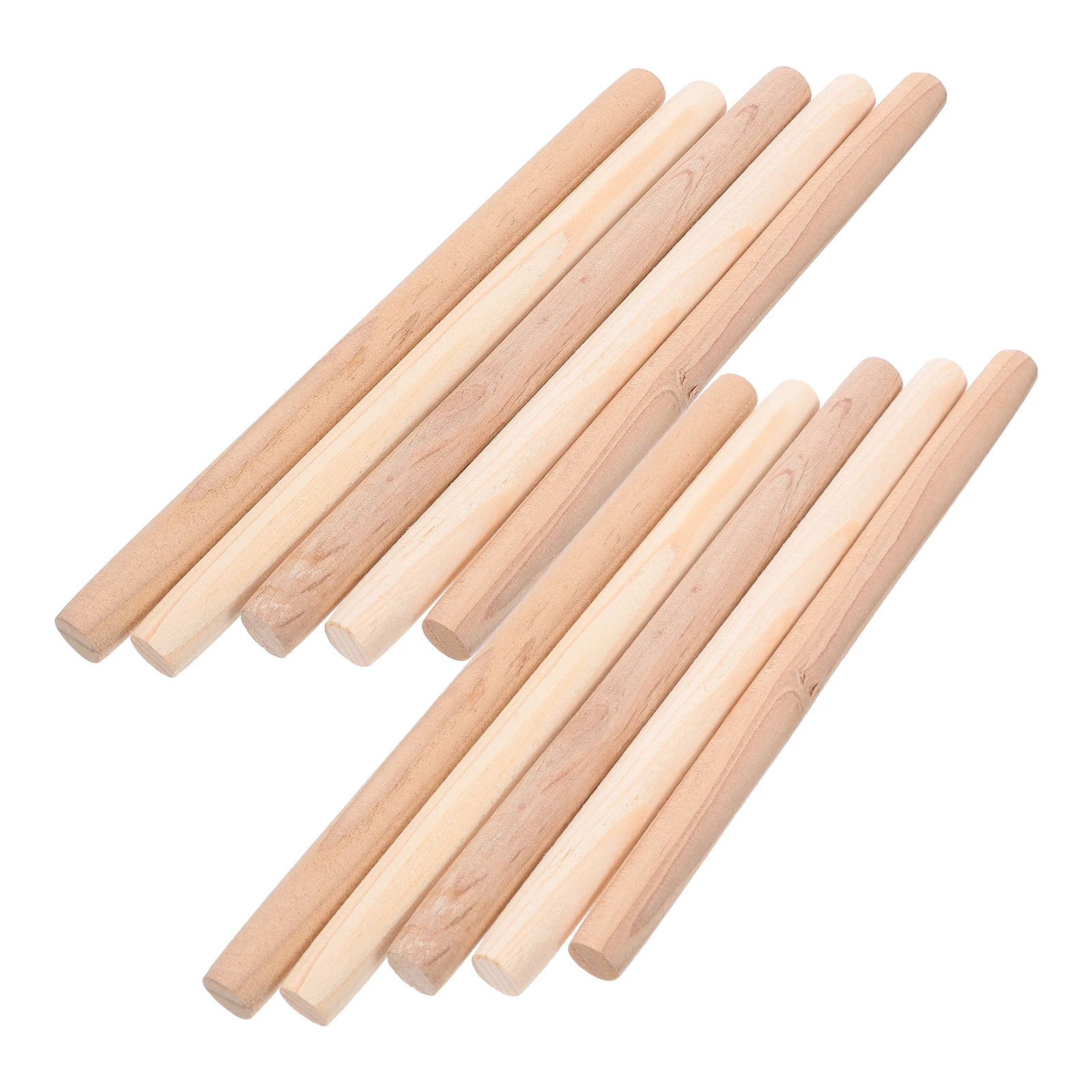 

10 Pcs Round Wooden Sticks Clothes Rods Craft Dowels Hardwood Unfinished Natural Aesthetic Split Wood Pieces Precision