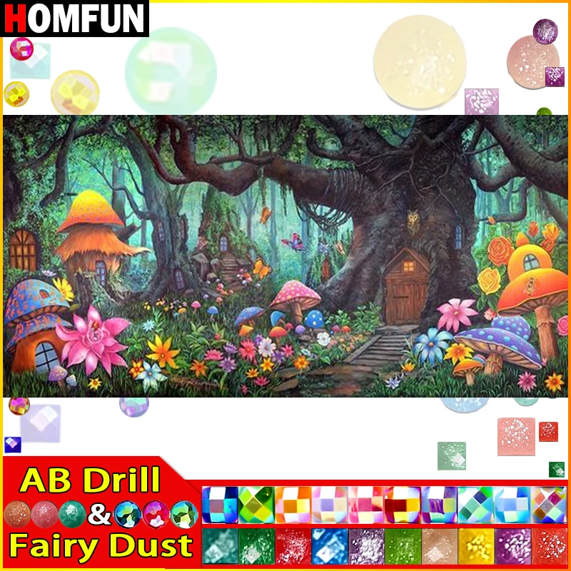 HOMFUN Fairy Dust AB Diy Full Square Round Drill 5D Diamond Painting Diamond Embroidery 