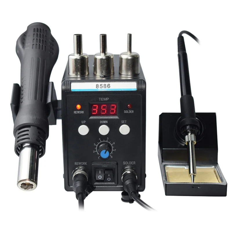 

2 In 1 Hot Air Rework Station Digital Display Electric Soldering Iron Station For Electronic Repair EU Plug 220V
