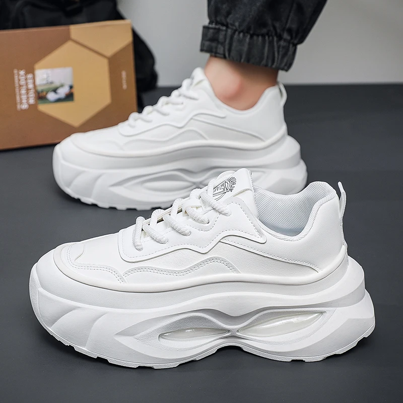 

Мужские туфли для папы на толстой подошве, увеличивающие рост, повседневная спортивная универсальная кожаная водонепроницаемая мужская обувь для подростков