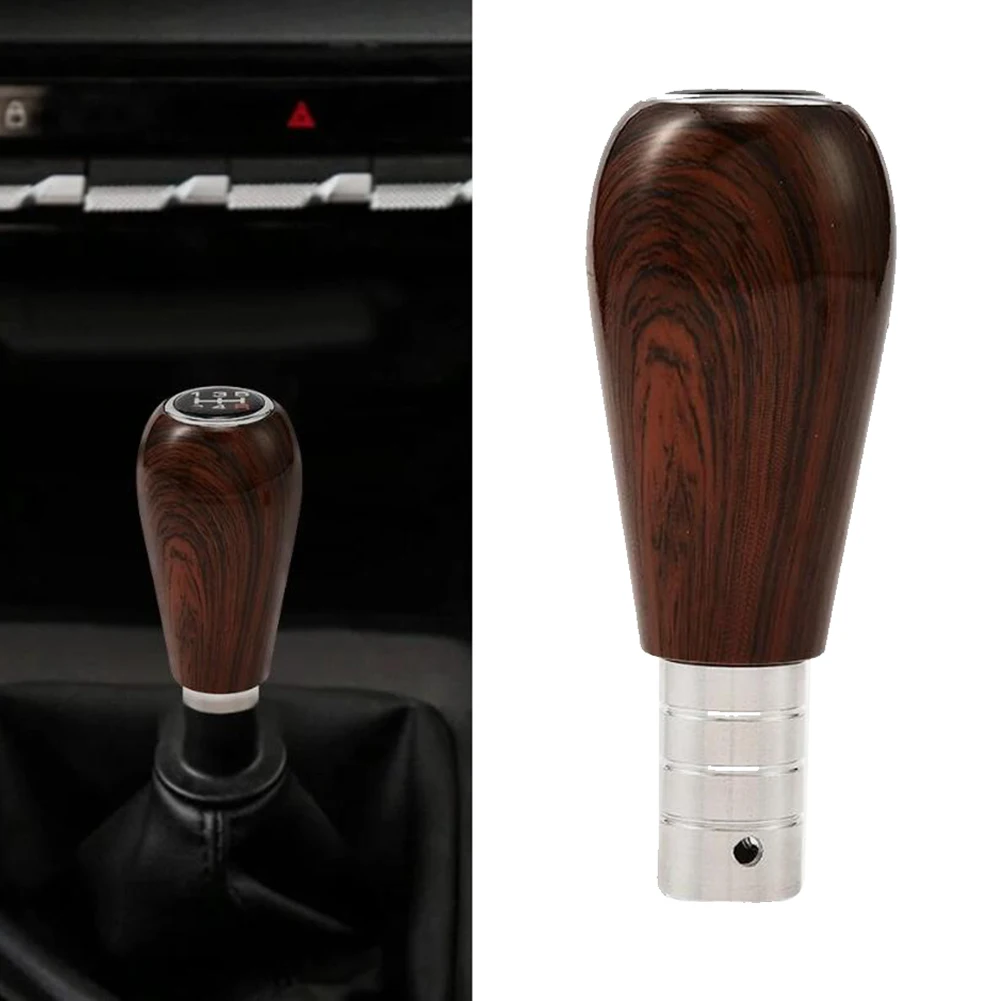 Accessory Car Shifter Knob Walnut Wood Knob Aluminum Alloy Brown Color High Universality Fitment Quality Materials