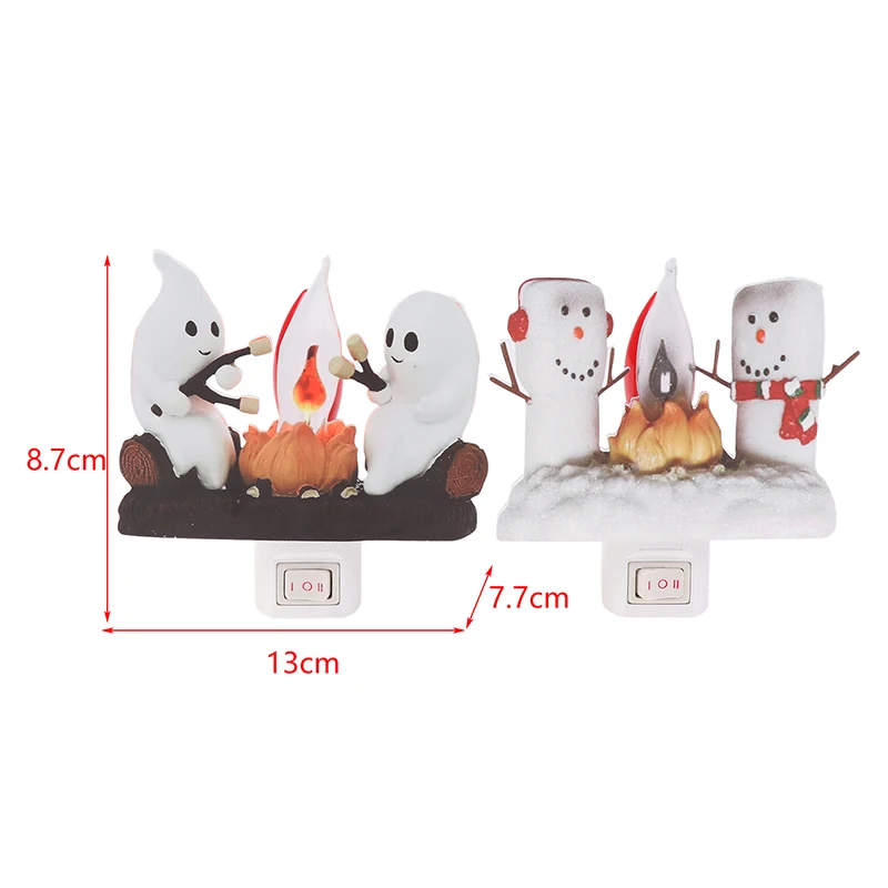 Ghost Campfire Flickering Night Light Small Faux Lantern Halloween Indoor Decor Toy