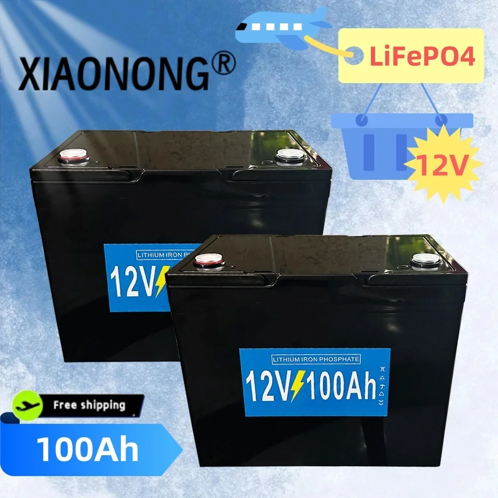 12V 100AH High-capacity Electric vehicle rechargeable LiFePO4 battery, high current integrated battery